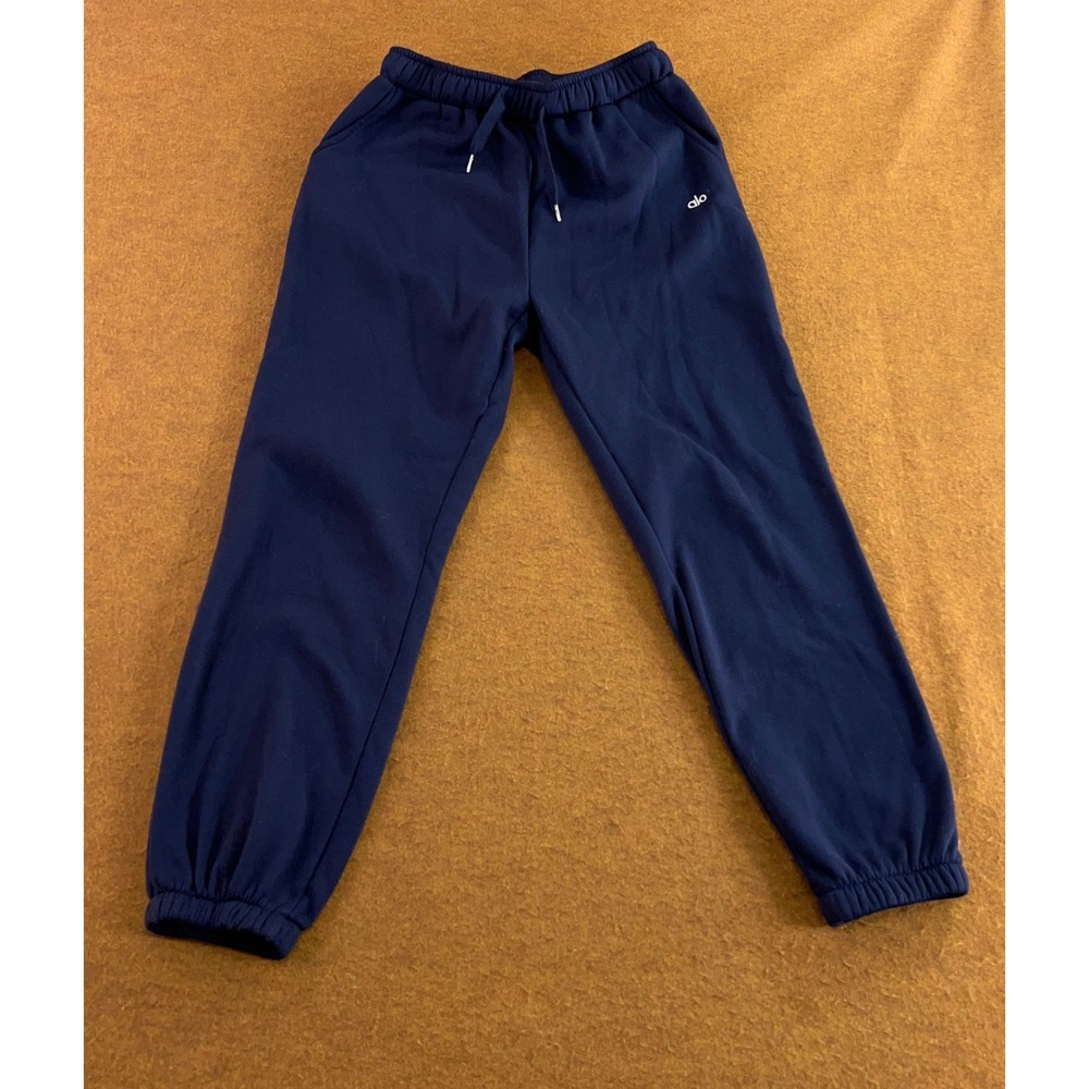 Alo Yoga Womens Large Navy Blue Fleece Drawstring Jogger Sweatpants